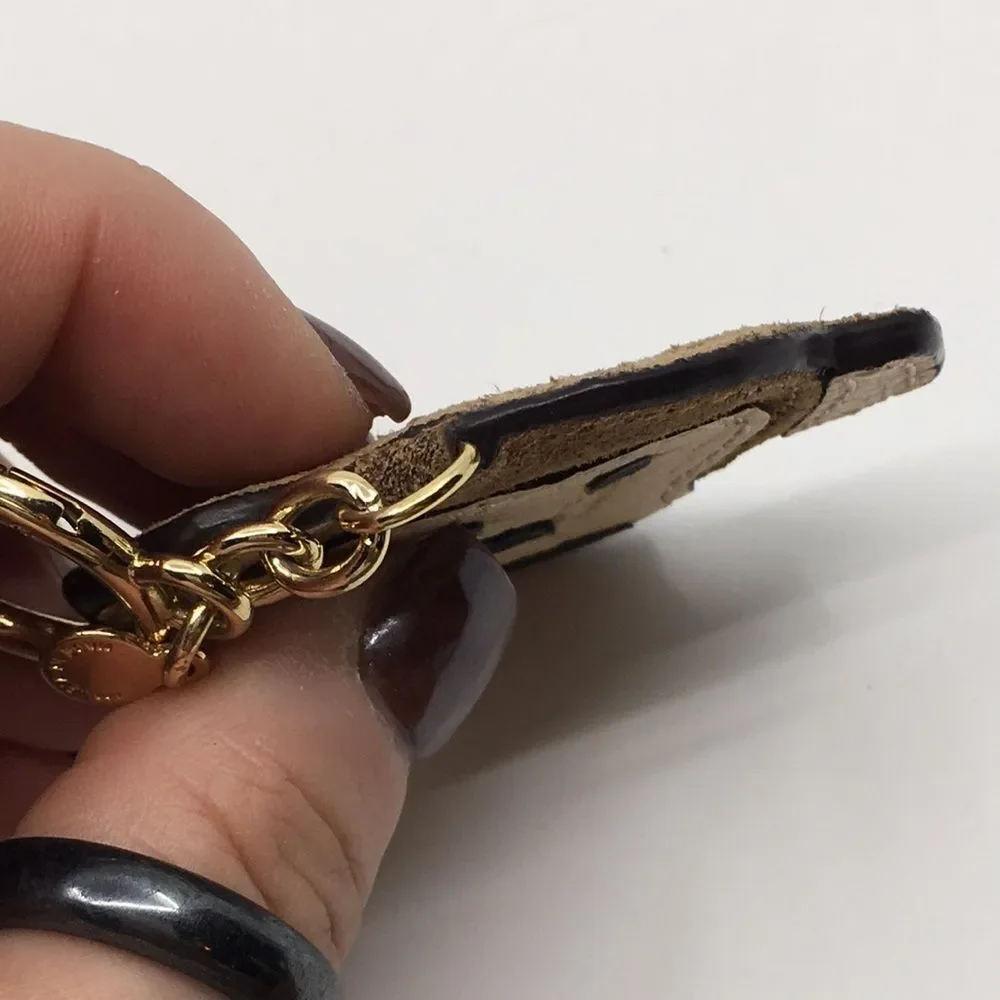 Michael Kors Leather & Suede Monkey Face Bag Charm or Keychain with gold tone